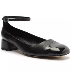 99$ Arezzo Chloe Ankle Strap Low Block Heel Pumps Women's Size 9.5 US Black